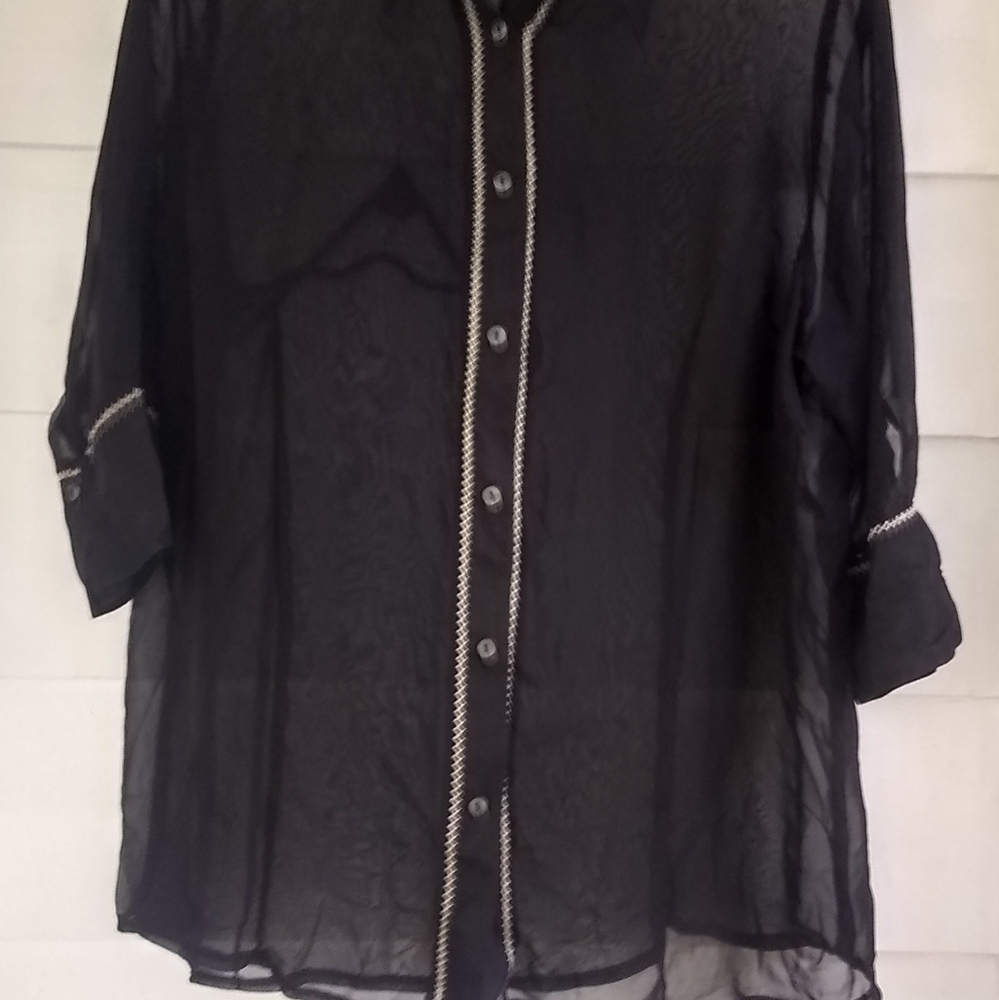 Vintage Maxi Sheer Blouse, XL-2 - Picture 2 of 14